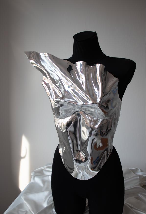 Silver Sculptural Corset – Top