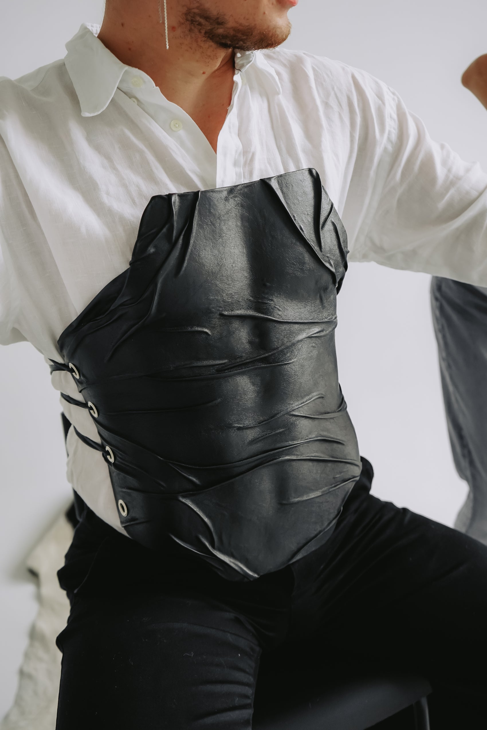 Eco-Leather Black Corset