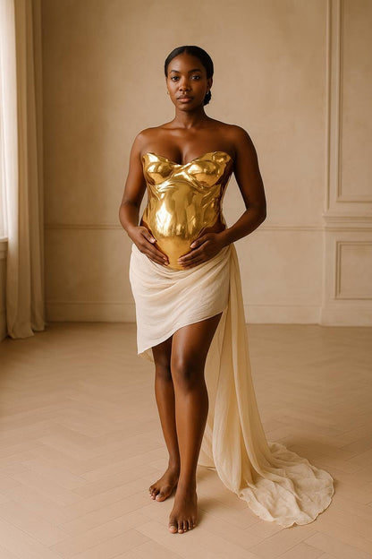 Maternity Gold Sculptural belly Corset